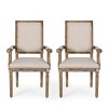 GDFStudio Ashlyn French Country Fabric Upholstered Wood Dining Chairs (Set of 2) - 2 of 4