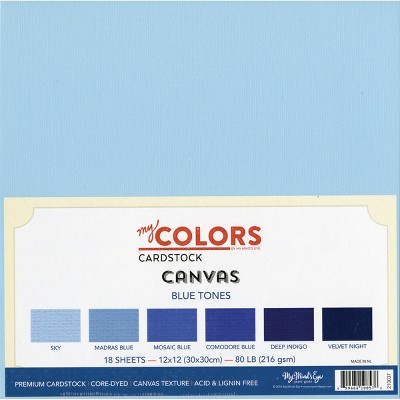 My Colors Canvas Cardstock Bundle 12"X12" 18/Pkg-Blue Tones