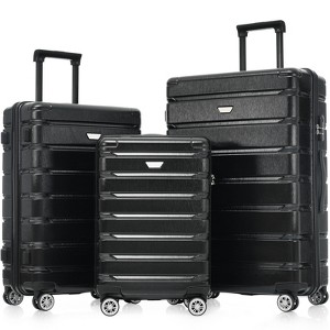 FONTOI Hardshell Luggage Set 3 Piece(20/24/28 Inch), Travel Suitcase with Spinner Wheels for Men Women, Black, 11.3"*29.4"*19.5" - 1 of 4