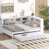Daybed with Twin Trundle, Wooden Day Bed Pull Out with USB Ports and Storage Shelf, Twin Size Frame for Kids or Guests-Maison Boucle - 2 of 4