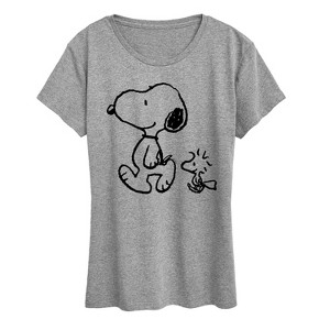 Women's - Peanuts - Snoopy Woodstock Walk Short Sleeve Graphic T-Shirt - 1 of 4