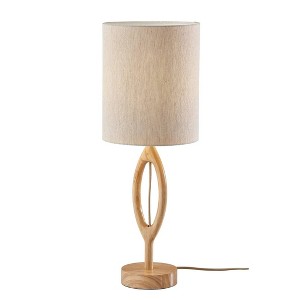 Adesso Mayfair Table Lamp Natural: ETL Listed, Wood Body, Polyester Drum Shade, 27.5" Height - 1 of 3