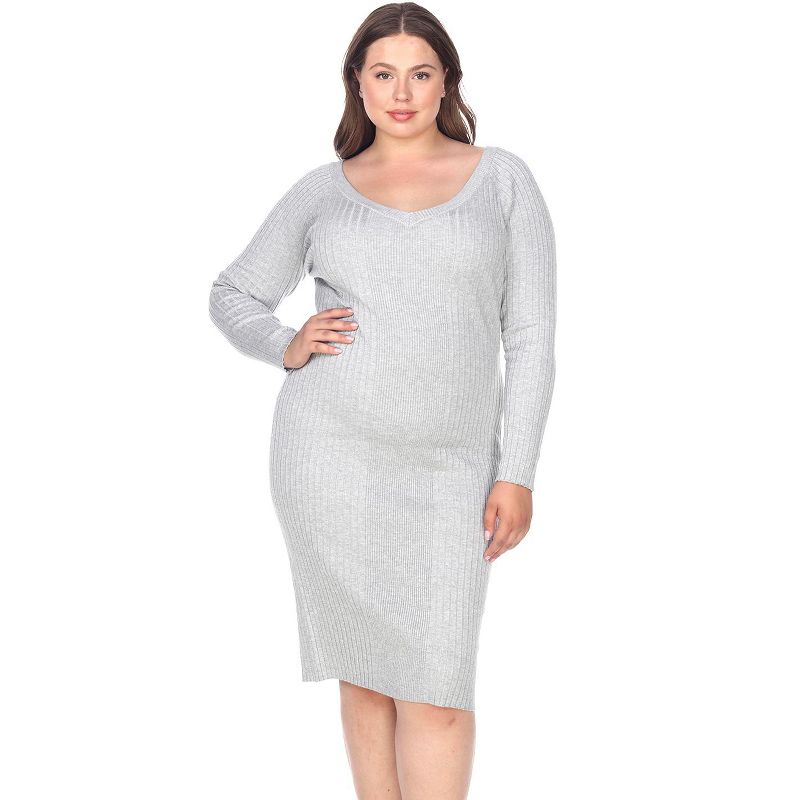 Women's Plus Size Long Sleeve Destiny Sweater Dress - White Mark, 2 of 4