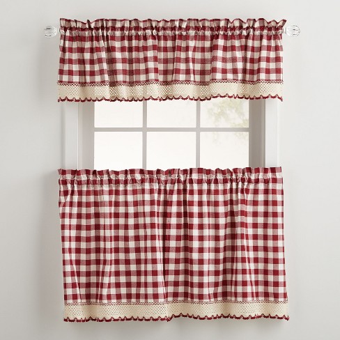 Brylanehome Buffalo Check Tier Curtain Set, Valance Not Included Window ...