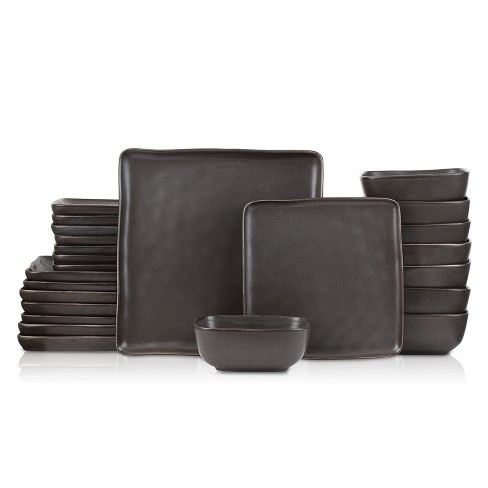 Stone Lain Jonny 24-Piece Stoneware Dinnerware Set, Service for 8, Brown