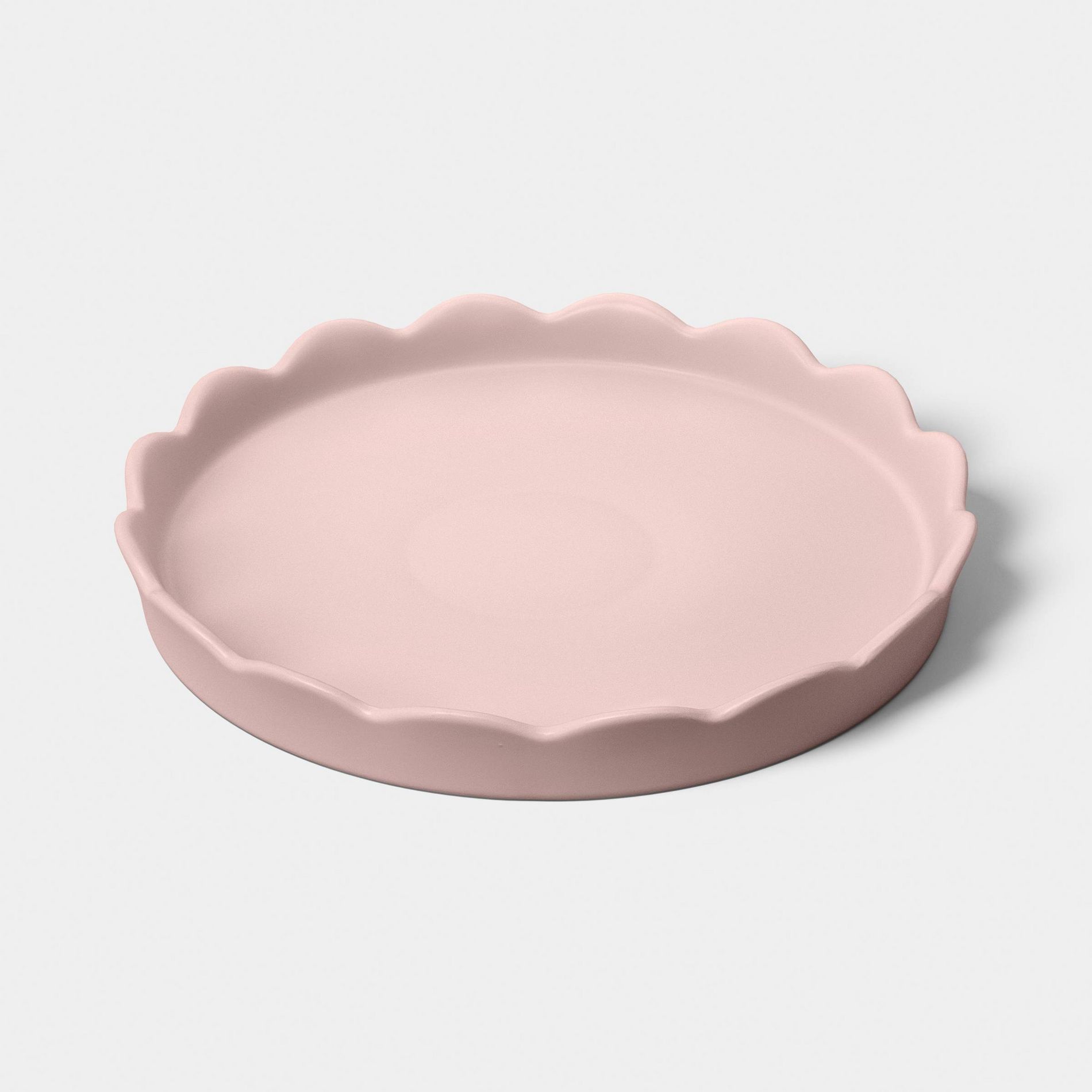 9" Round Scalloped Ceramic Tray Pink - Room Essentials™