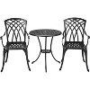Patio Bistro Sets 3 Piece, Outdoor Rust-Resistant Cast Aluminum Garden Table and Chairs with Umbrella Hole for Backyard, Garden, Patio - 2 of 4