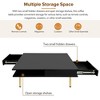Lirago Modern High Gloss Coffee Table with 4 Golden Legs and 2 Hidden Drawers 2 Tier Square Living Room Center Table Black - 4 of 4