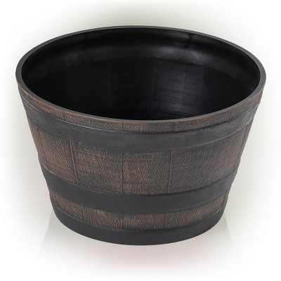 Bronze 18" Vintage Barrel Planter with Drainage Hole