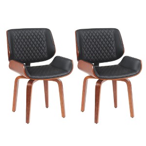 Dexmalle Set of 2 Ergonomic 360° Swivel Dining Chair,PU Leather - 1 of 4