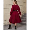 Plus Size Women's Long Knit Dress with Lantern Sleeves, Soft Casual Crewneck Tunic Sweater Dress for Tall Ladies - 4 of 4