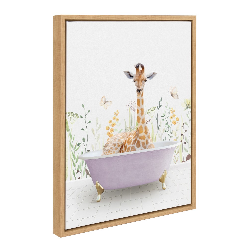 Photos - Other Decoration 18" x 24" Sylvie Giraffe in Spring Bath Framed Canvas by Amy Peterson Natu