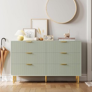 Dresser, Modern 6 Drawer Dresser for Bedroom with Gold Handle and Large Drawer, Wood Double Chest of Drawers and Storage Organizer - 1 of 4