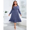 Clearlove Women's Fall Winter Dress Plus Size Round Neck Long Sleeve A Line Flowy Ribbed Knit Dresses - 2 of 4