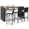 vidaXL Patio Bar Set with 7 Pieces - Sturdy and Elegant Black Poly Rattan Furniture with Cushions and Acacia Wood Tabletop, Ideal for Outdoor Use - 2 of 4