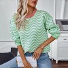 Womens Wavy Striped Sweater Crewneck Long Sleeve Knitted Sweater Casual Pullover Y2K Sweaters - 4 of 4