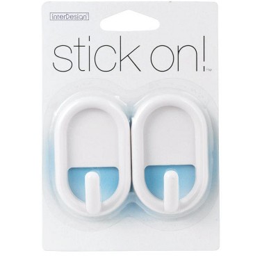 iDesign 3/4 in. L White Plastic Small stick on! Hook 0.2 lb. cap. 2 pk
