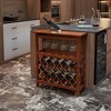 32 Bottles Freestanding wine rack,Wine Storage Rack, Freestanding Display Rack for Kitchen, Pantry, Cellar,walnut - 3 of 4
