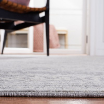 Ivory and Grey Hand-Knotted Synthetic Area Rug