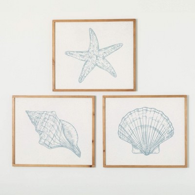 Sullivans Seashell Icons Wall Decor Set of 3 28"L; Multicolor