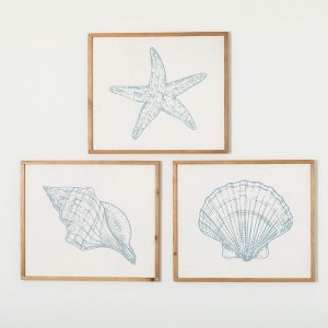 Sullivans Seashell Icons Wall Decor Set of 3 28"L; Multicolor - 1 of 3