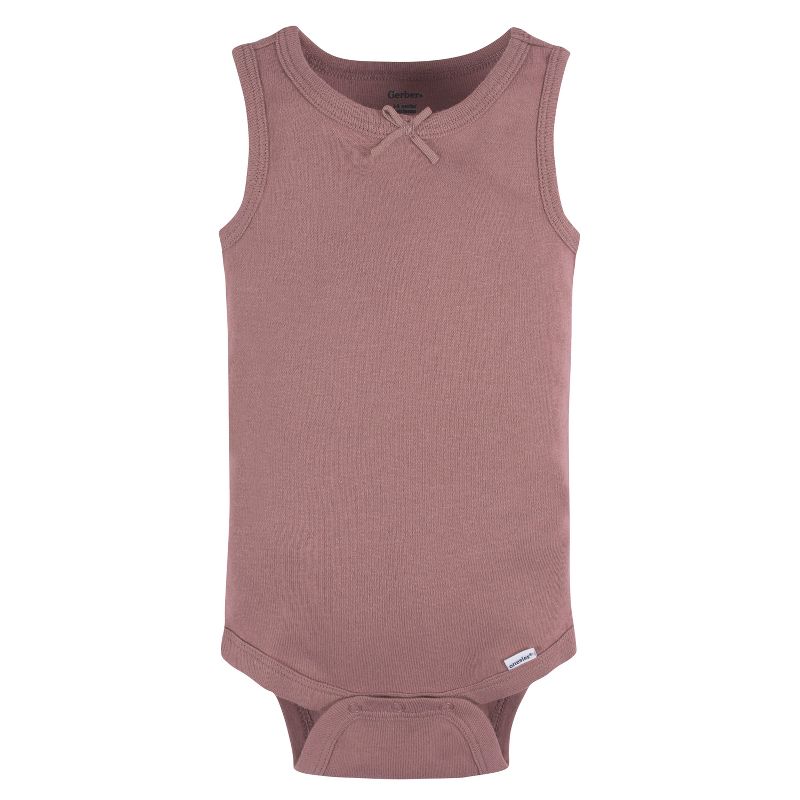 Gerber Baby Girls' Sleeveless Onesies® Bodysuits, 5-Pack, 2 of 7