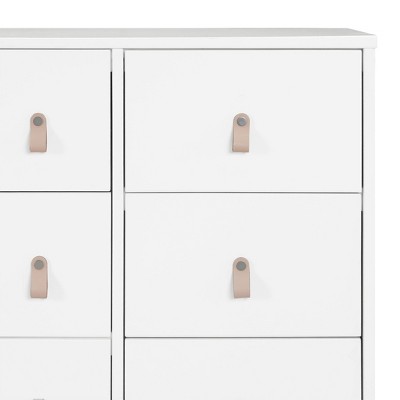 Bianca White and Natural 6-Drawer Nursery Dresser with Leather Pulls