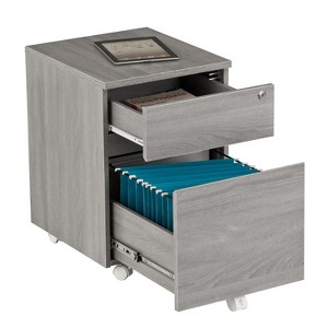 Racxily Rolling Two Drawer Vertical Filing Cabinet with Lock and Storage, Grey - 1 of 4