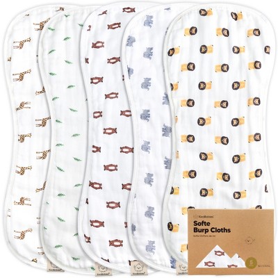 KeaBabies 5pk Organic Softe Muslin Burp Cloths for Baby Girls and Boys, Large Absorbent Burping Cloths for Babies, Baby Burp Clothes