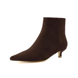 CUSHIONAIRE Women's Barbi Kitten Heel Bootie – Soft Vegan Leather, Memory Foam, Wide Widths, and Back Zipper - 1 of 4