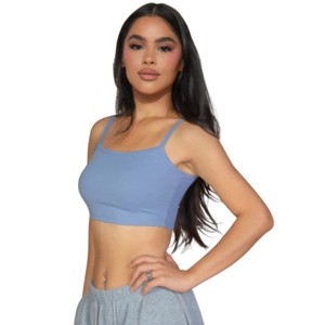 Slickblue Women's Ribbed Knit Cami Crop Top, Stretch Textured Fabric, Fitted Style, Multiple Colors Options, Size S-L - 1 of 4