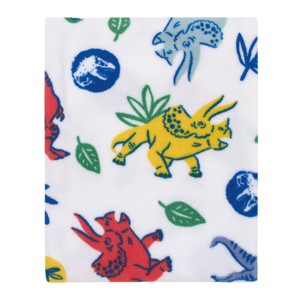 NoJo Universal Jurassic World Wild and Free Blue, Green, and Yellow Dinosaur Super Soft Plush Toddler Blanket - 1 of 4