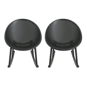 Christopher Knight Home 2pc Greggory Outdoor Polypropylene Plastic Rocking Chair Black - 1 of 4