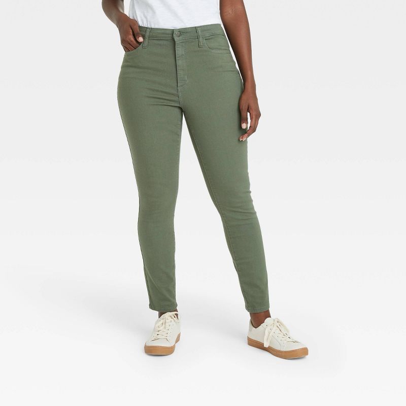 Women&#39;s High-Rise Skinny Jeans - Universal Thread&#8482; Olive Green 00, 5 of 13