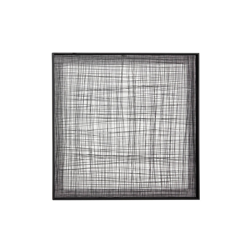 Photos - Garden & Outdoor Decoration Metal Geometric Mesh Wall Decor with Black Frame Black - Olivia & May