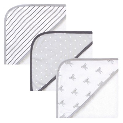 Image of Hudson Baby Infant Unisex Cotton Rich Hooded Towels, Modern Elephant, One Size