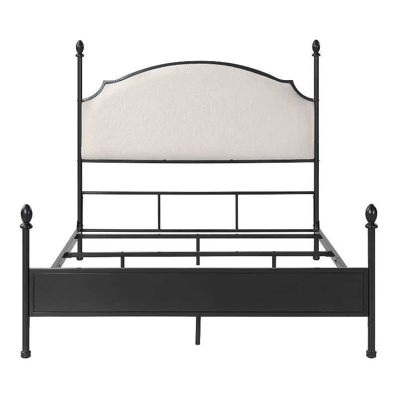 HOMES: Inside + Out Sweepwind Transitional Boucle Four Poster Panel Bed Beige/Gunmetal, 5 of 8