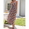 Womens Spaghetti Straps Summer Dresses Floral Sleeveless Beach Dress V Neck Drawstring High Waist A Line Casual Maxi Dress - 3 of 3