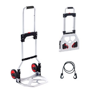 VEVOR Folding Hand Truck and Dolly, 176 lbs Capacity, Aluminum Foldable Cart, Heavy-Duty Luggage Trolley Cart with Telescoping Handle, Silver - 1 of 4