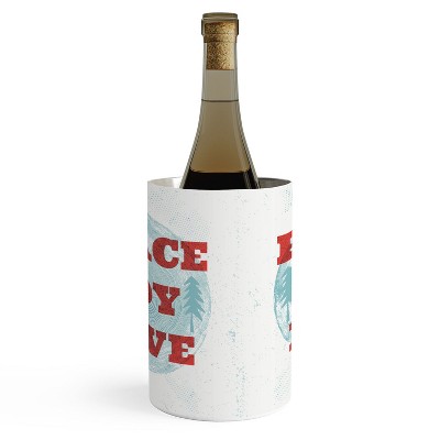 Heather Dutton Peace Joy Love Woodcut Wine Chiller -Deny Designs