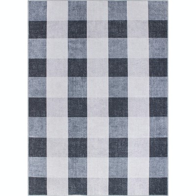 World Rug Gallery Contemporary Checkered Machine Washable Area Rug