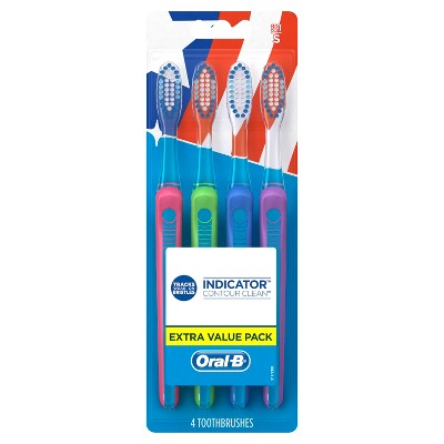 Oral-B Indicator Contour Clean Soft Bristle Manual Toothbrush - 4ct ...