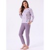 INSPIRE CHIC Women's Lounge Set Cotton Striped Dot Strawberry Print  Long Sleeve Round Neck Cute Pattern Pants Set Sleepwear - 2 of 4