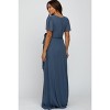 PinkBlush Blue Chiffon Short Sleeve Maternity Maxi Dress - 3 of 4