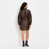 Women's Long Sleeve Faux Leather Mini Shirtdress - Future Collective Brown - 2 of 3