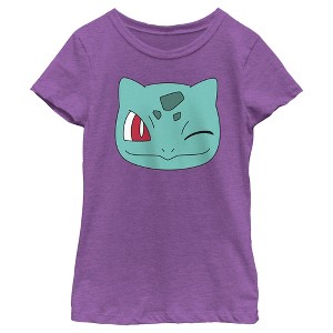 Girl's Pokemon Bulbasaur Wink Face T-Shirt - 1 of 4