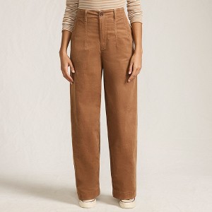 Lands' End Women's Corduroy High Rise Wide Leg Top Stitch Trousers - 1 of 4