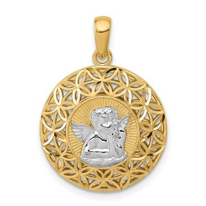 Black Bow Jewelry 14k Yellow Gold & Rhodium Filigree Guardian Angel Pendant, 18mm - 1 of 4