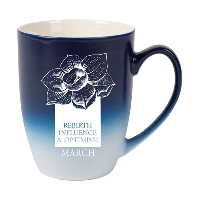 Elanze Designs Rebirth Influence And Optimism March Two Toned Ombre Matte Navy Blue and White 12 ounce Ceramic Stoneware Coffee Cup Mug