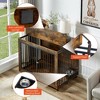 Dog Kennel End Table With 3 Metal Fence Door Particle Board Dog Cages With Wheels & Flip-top Door For Large Breed Dogs 43.7 Wx30 Dx33.7inH - 4 of 4